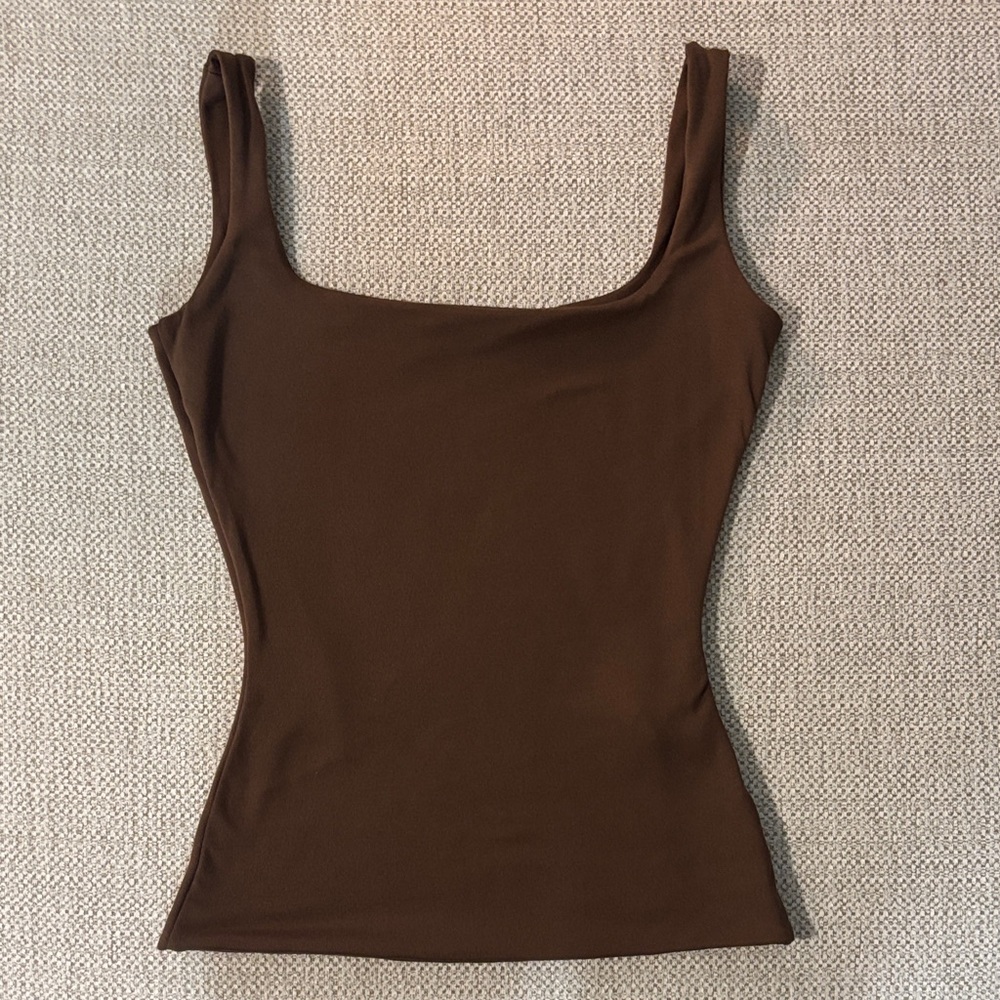 Fitted double lined Brown Women's Tank Top